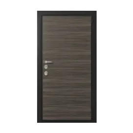 Door entrance metal with wooden decorative plate